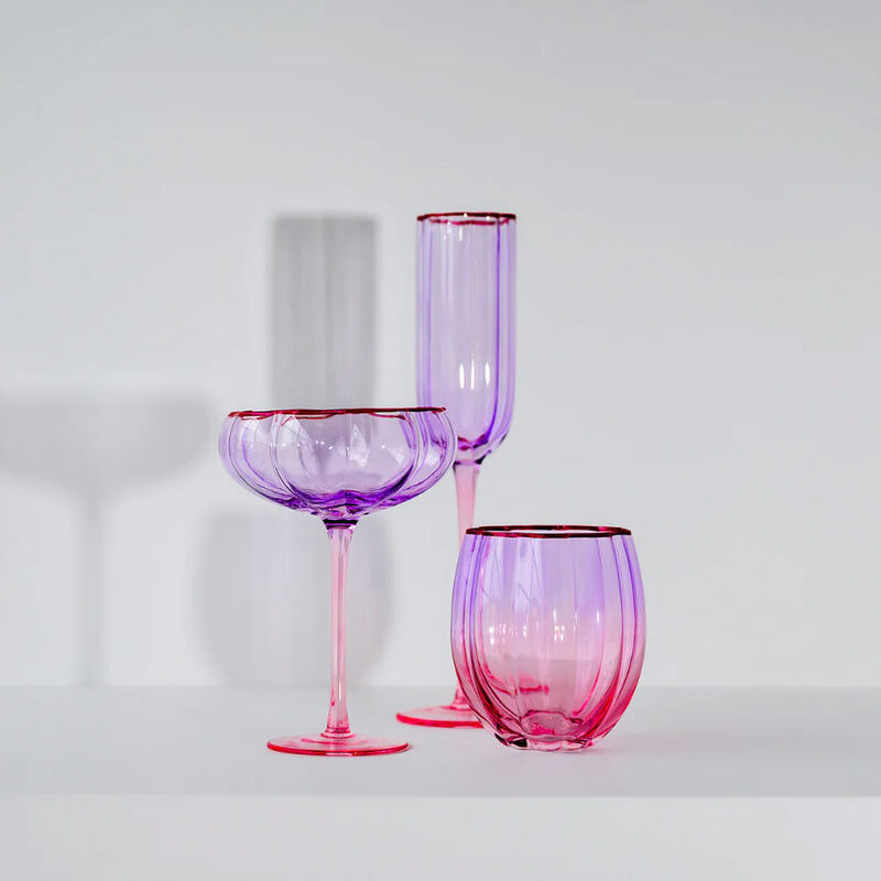 Home Lab Petal Stemless Glass Lilac Blush Set Of 4 image number 1